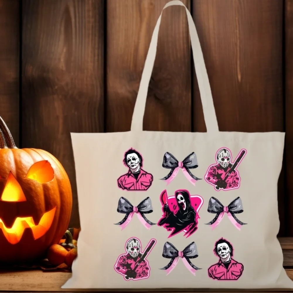 Halloween Themed Tote Bag - Pink and Black